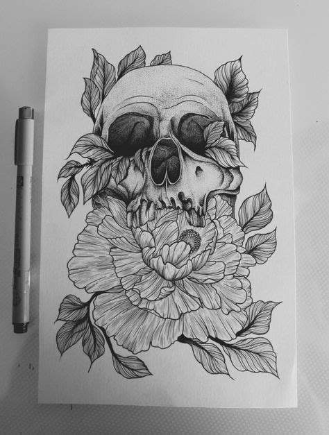Pin De Sarah Croitoru Em Art Tatoo Caveira Com Flor Skull Tatto