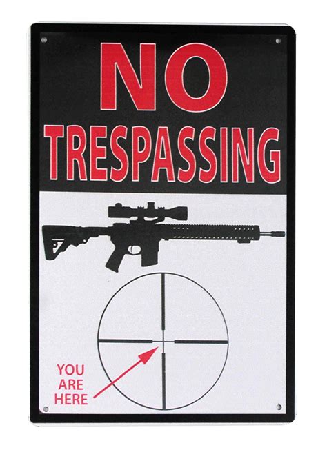 No Trespassing Gun Tin Metal Sign 0375a Metal Tin
