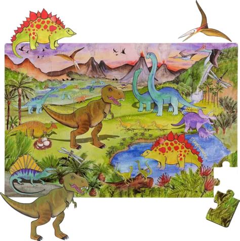 World Map Big Floor Puzzle With Thick Jigsaw Puzzle Pieces Dinosaur