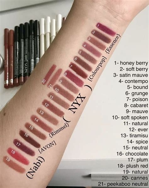Nyx Lip Liner Swatches Makeup Swatches Diy Lip Balm Recipes Homemade