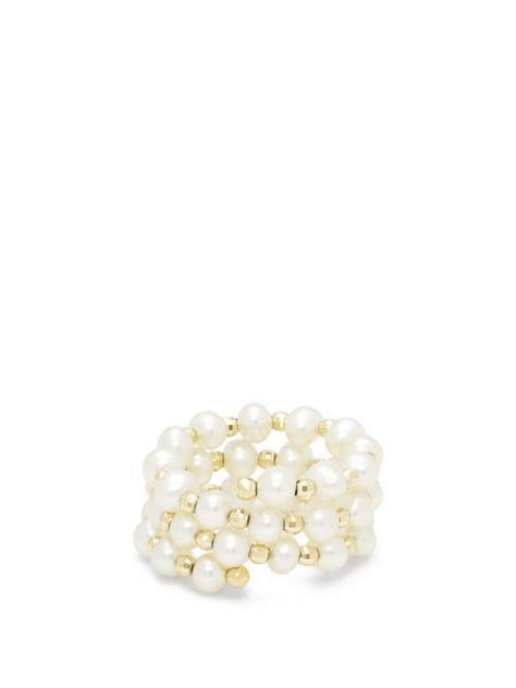 Anissa Kermiche Labyrinth Pearl Gold Ring Kt Gold Ring Kt Gold