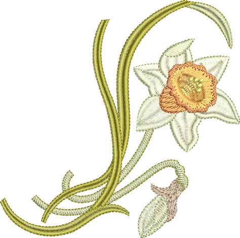 Daffodil Flower Spray Embroidery Motif - 14 - Embroidery Favourites by ...