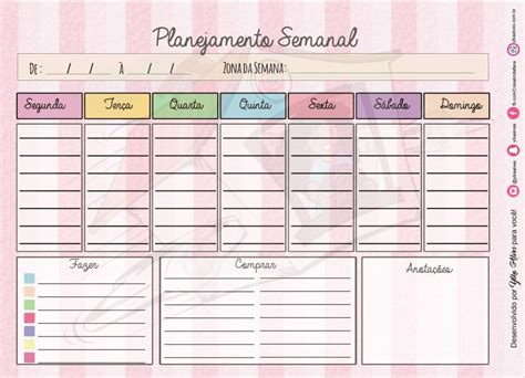 Planejamento Semanal Para Imprimir Planejadores Planejamento Semanal Fichários Escolares