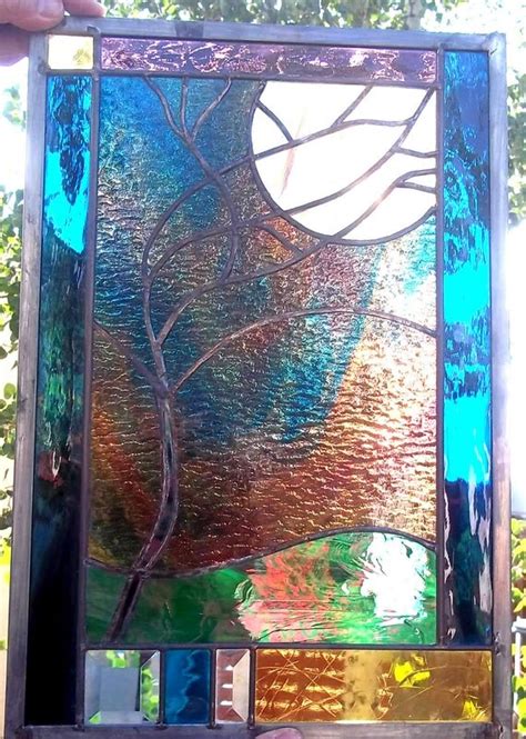Stained Glass Window Panel Stormy Tree By Stainedglassfusion