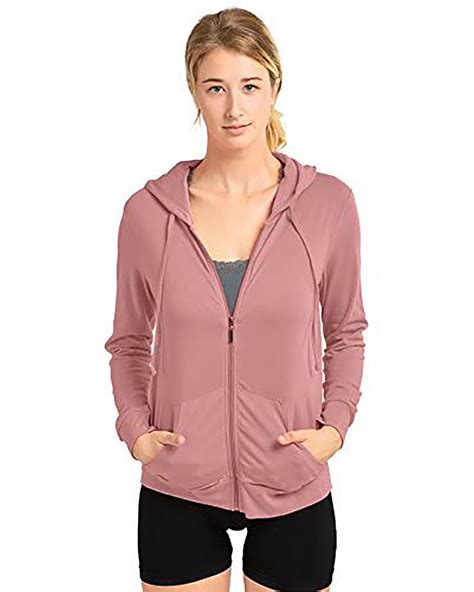 Sofra Sofra Womens Zip Up Hoodie Soft Cotton Jacket Sportswear Rose