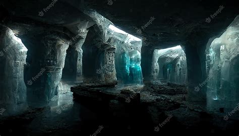 Premium Photo Abstract Ice Underground Fantasy Caves Rays Of Light In
