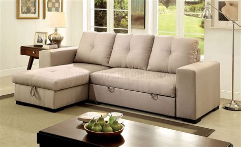 Denton Sectional Sofa Cm6149iv In Ivory Fabric Wsleeper