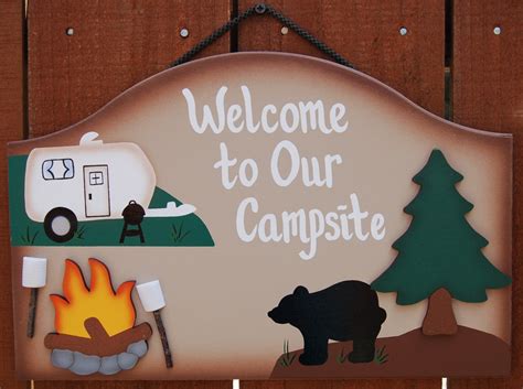 Wood Outdoor Camping Sign Welcome To Our Campsite