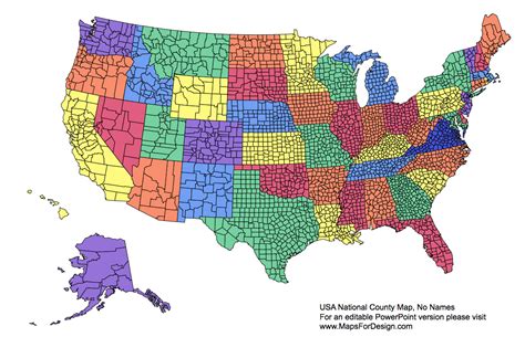 Us National County Editable County Powerpoint Map For Building Sales
