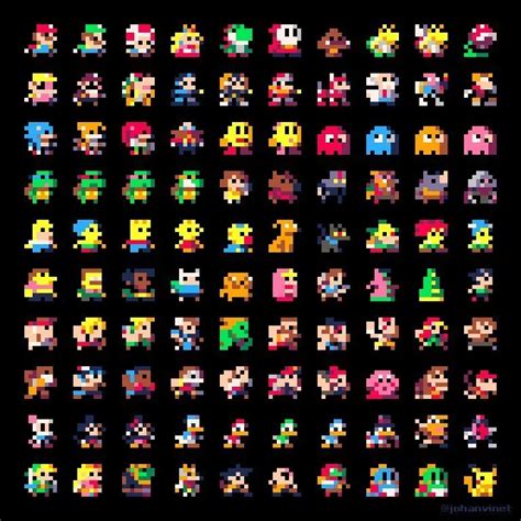Classic Characters As 8x8 Sprites Boing Boing Pixel Art Characters