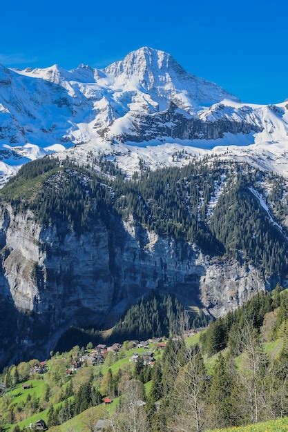 Premium Photo View Of Landscape In The Alps At Gimmelwald And Murren