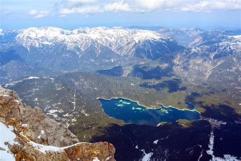 Eibsee Lake Between The Snow Covered Mountains Near Garmisch