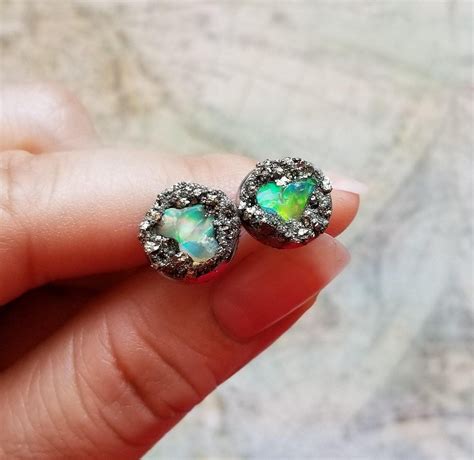 Pin By Urban Couture Jewelry On Green Stud Earrings In 2021 Opal