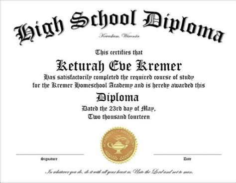 60 Free High School Diploma Template Printable Certificates