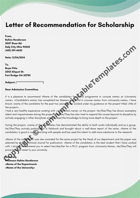 Study Abroad Recommendation Letter Format