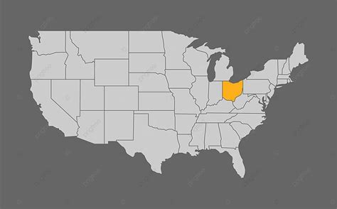 Highlighted Ohio On Map Of The United States Vector Graphic Usa
