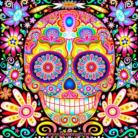Sugar Skull Art Colorful Day Of The Dead Art By Thaneeya Mcardle —