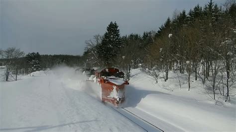 Awesome Powerful Snow Plow Train Blower Through Deep Snow