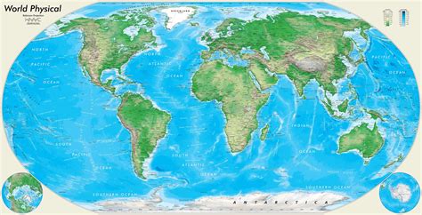 Detailed World Physical Wall Map Robinson Projection Wall Maps Map