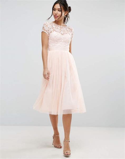 Little Mistress Short Sleeve Lace Bodice Midi Dress With Tulle Skirt Shopstyle Clothes And Shoes