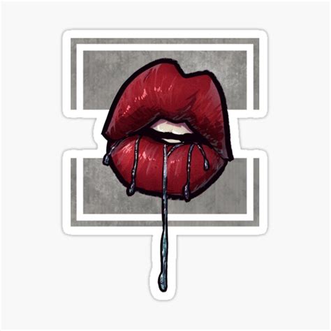 Hot Red Lip Drool Sticker For Sale By Ossuanart Redbubble