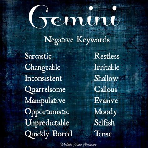 Even though astrology (the study of life and humans through celestial objects) can trace its roots back over a few millennia, astrology symbols aren't considered a scientific. Gemini negative keywords withtext | Zodiac traits ...