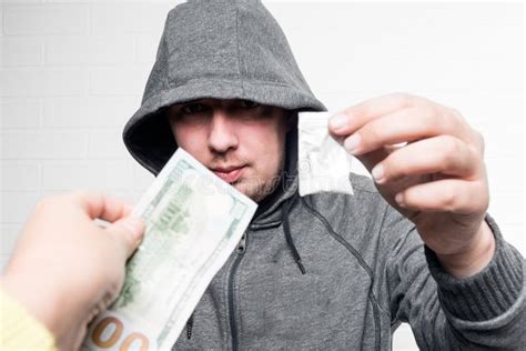 A Drug Dealer In A Hood Sells Drugs Stock Image Image Of Conspiracy