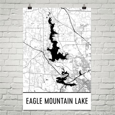 Eagle Mountain Lake Tx Art And Maps Modern Map Art