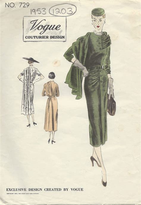 1953 Vintage Vogue Sewing Pattern B30 Dress 1203 The Vintage