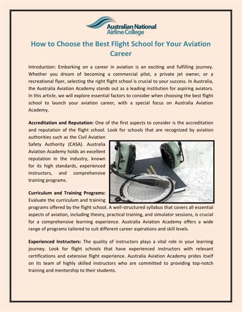 Ppt How To Choose The Best Flight School For Your Aviation Career