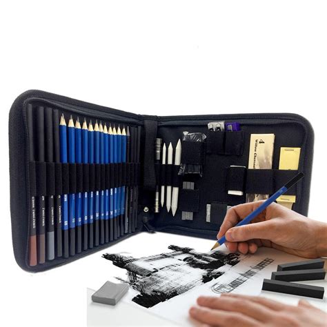 40pcs Professional Drawing Artist Kit Set Pencils And Sketch Charcoal