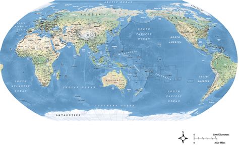 Vector Map Of The Pacific Ocean Political With Shaded Relief One Stop