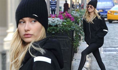 Hailey Baldwin Shows Off Her Slim Legs In Spandex While Out In Nyc