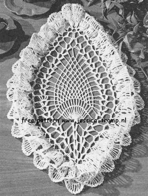 Oval Pineapple Ruffled English Crochet Pattern Vintage Doily Free Doilies