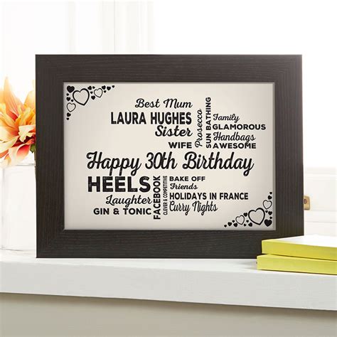 Be inspired by great birthday ideas including unique customised gifts, jewellery gifts, wine, flowers, or make it special with delightful gourmet hampers or an exciting experience. Personalized 30th Birthday Presents For Her | Chatterbox Walls