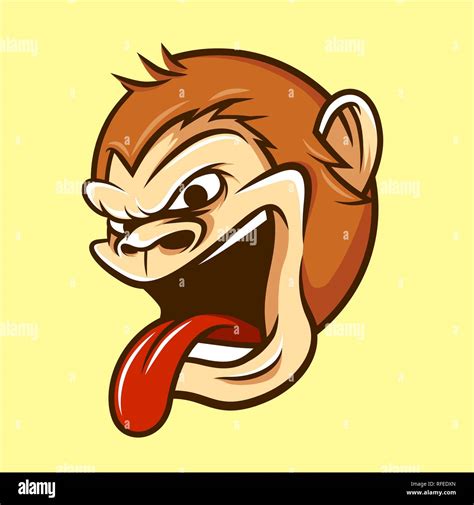 Monkey Chimp Ape Head Mascot Illustration Vector In Cartoon Style