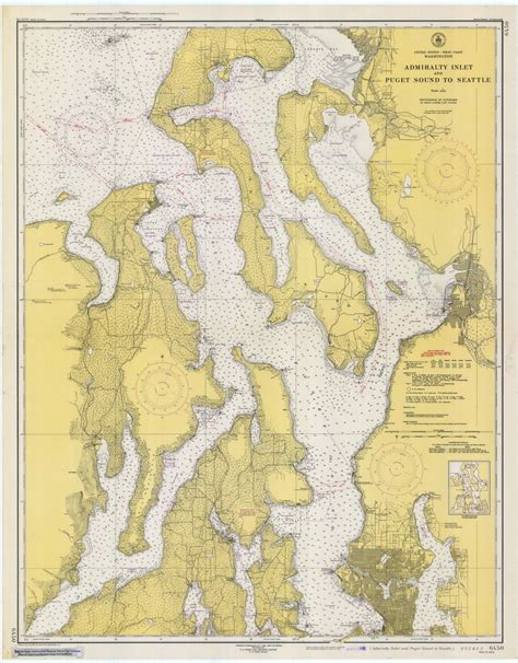 Admiralty Inlet And Puget Sound To Seattle 1948 Nautical Map Etsy In