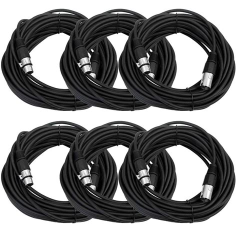 50 Ft Xlr Microphone Cables Black 6 Pack Seismic Audio