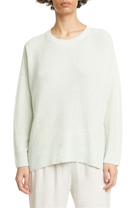 Eileen Fisher Crewneck Box Top Organic Linen Blend Sweater