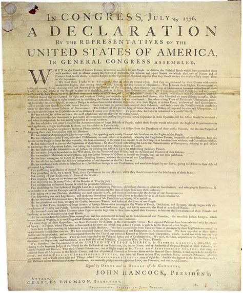 Dunlap Broadside Declaration Of Independence Declaration Of