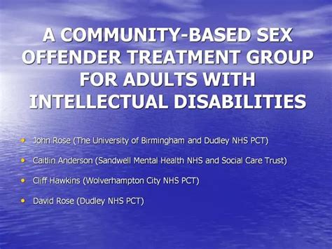 Ppt A Community Based Sex Offender Treatment Group For Adults With Intellectual Disabilities