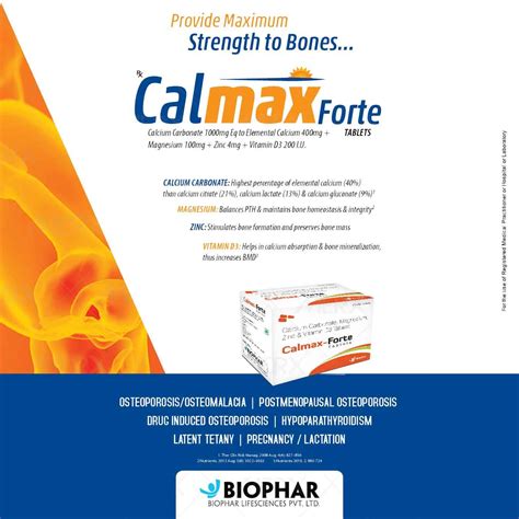 Calcium carbonate is used to prevent or to treat a calcium deficiency. Keep your bone strong and heathy with Calmax Forte tablets ...