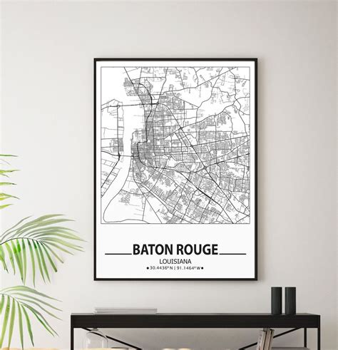 Baton Rouge La Map Print Baton Rouge Wall Art Prints Travel Etsy