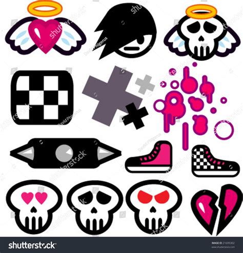 Emo Icon Set Stock Vector Royalty Free Shutterstock