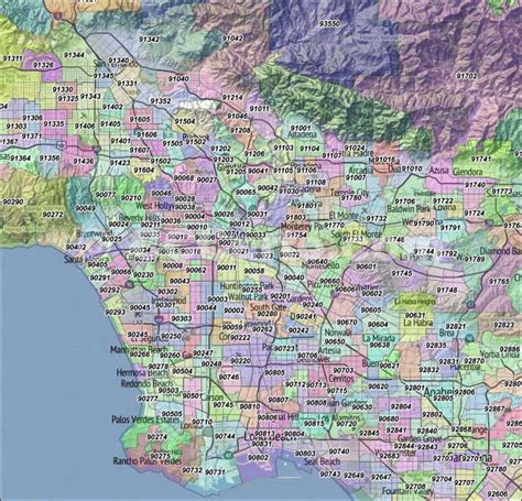 Printable Los Angeles Zip Code Map