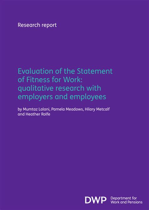 Pdf Evaluation Of The Statement Of Fitness For Work