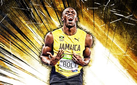 Download Wallpapers 4k Usain Bolt Grunge Art Jamaican Former