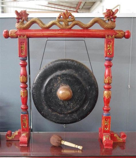Large Chinese Gong With Stand Dinner Gongs Sundries
