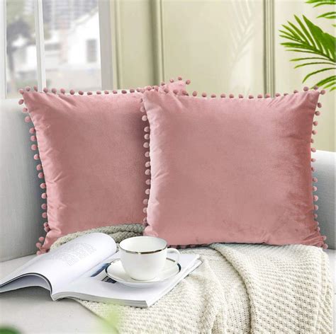 Adam Home Velvet Cushion Covers With Invisible Zipper 18x18 Inch 45x45 Cm Decorative Throw