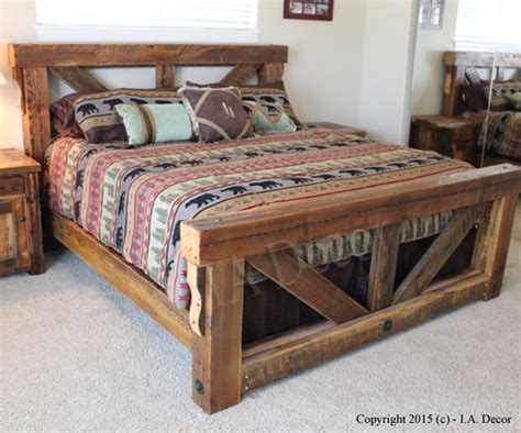 Timber Frame Trestle Bed Rustic Bed Big Timber Bed Queen Etsy